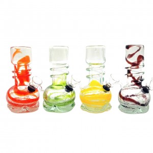 6" Clear with Swirly Color Soft Glass Water Pipe - Glass On Rubber [MA-0603A]