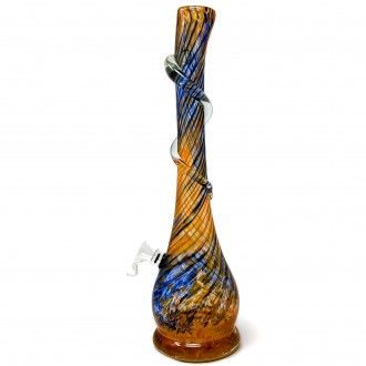 16" Dual Color Lifted Vase with Ring Neck Soft Glass Water Pipe - Glass On Rubber [MA-1608]