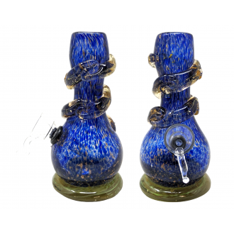 6" Mini Vase with Wave Spiral Neck Soft Glass Water Pipe - Glass On Rubber [MA-0619]