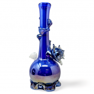 High Point Glass - 14" Cobalt Blossom Ripple Surface art Water Pipe - [MAHE-1403]
