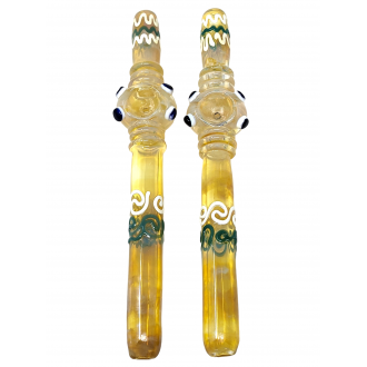 10" Silver Fumed Multi Eyeball Bowl Swirly Line Steamroller Hand Pipe - (Pack of 2) [STJ100]