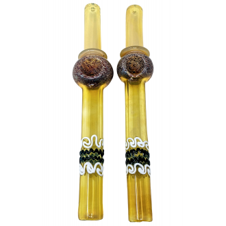 9" Gold Fumed Swirl Line Frit Bowl Steamroller - (Pack of 2) [STJ101]