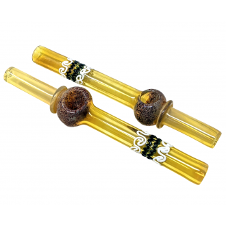 9" Gold Fumed Swirl Line Frit Bowl Steamroller - (Pack of 2) [STJ101]