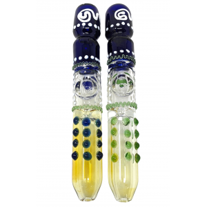 7.5" Silver Fumed Multi Marble & Dot Double Pinch Steamroller - (Pack of 2) [STJ102]