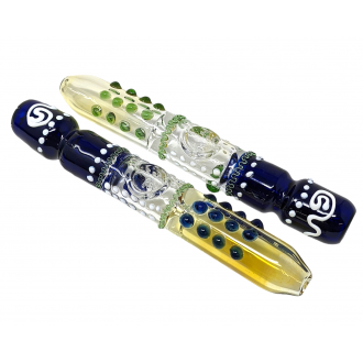 7.5" Silver Fumed Multi Marble & Dot Double Pinch Steamroller - (Pack of 2) [STJ102]