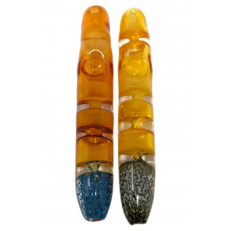 6" Gold Fumed Frit Head Quadrouple Pinch Steamroller - (Pack of 2) [STJ103]