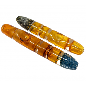 6" Gold Fumed Frit Head Quadrouple Pinch Steamroller - (Pack of 2) [STJ103]