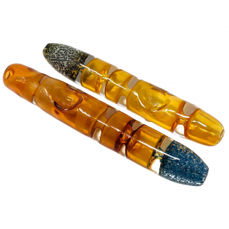 6" Gold Fumed Frit Head Quadrouple Pinch Steamroller - (Pack of 2) [STJ103]