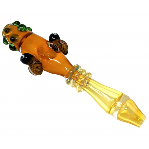 6.5" Silver & Gold Fumed Honeybee Landing Dual Pinch Steamroller Hand Pipe - [STJ81]