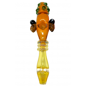 6.5" Silver & Gold Fumed Honeybee Landing Dual Pinch Steamroller Hand Pipe - [STJ81]