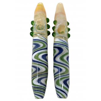 8" Silver Fumed Wig Wag Multi Marble Steamroller Hand Pipe - (Pack of 2) [STJ82]