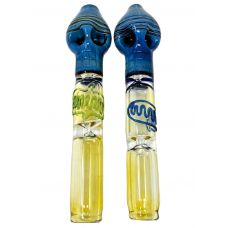 8" Gold Fumed Double Bowl & Double Pinch Steamroller Hand Pipe - (Pack of 2) [STJ83]