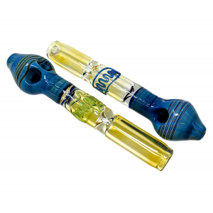 8" Gold Fumed Double Bowl & Double Pinch Steamroller Hand Pipe - (Pack of 2) [STJ83]