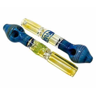 8" Gold Fumed Double Bowl & Double Pinch Steamroller Hand Pipe - (Pack of 2) [STJ83]