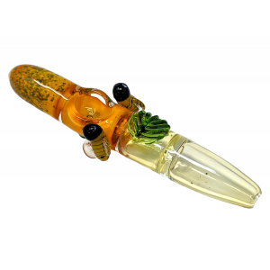 6.5" Silver Fumed Leaf & Honeybee Triple Pinch Steamroller Hand Pipe [STJ85]