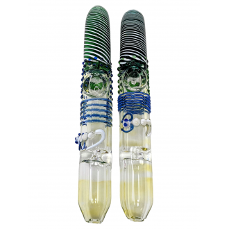 8.5" Silver Fumed Line & Dot Art Double Pinch Steamroller Hand Pipe - (Pack of 2) [STJ88]