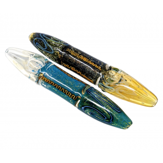 6" Mini Silver Fumed Frit Swirl Line Double Pinch Steamroller Hand Pipe - (Pack of 2) [STJ96]