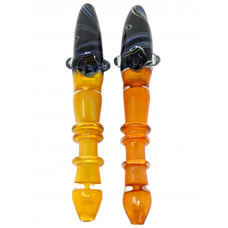 8.5" Gold Fumed Spiral Head Multi Rim Steamroller Hand Pipe - (Pack of 2) [STJ98]