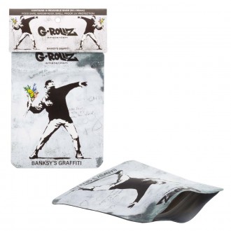 G-Rollz | Banksy's 'Flower Thrower' 65x85mm Smellproof Bags - 10ct Bags