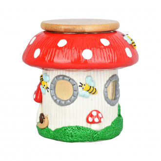 Whimsical Mushroom House Stash Jar