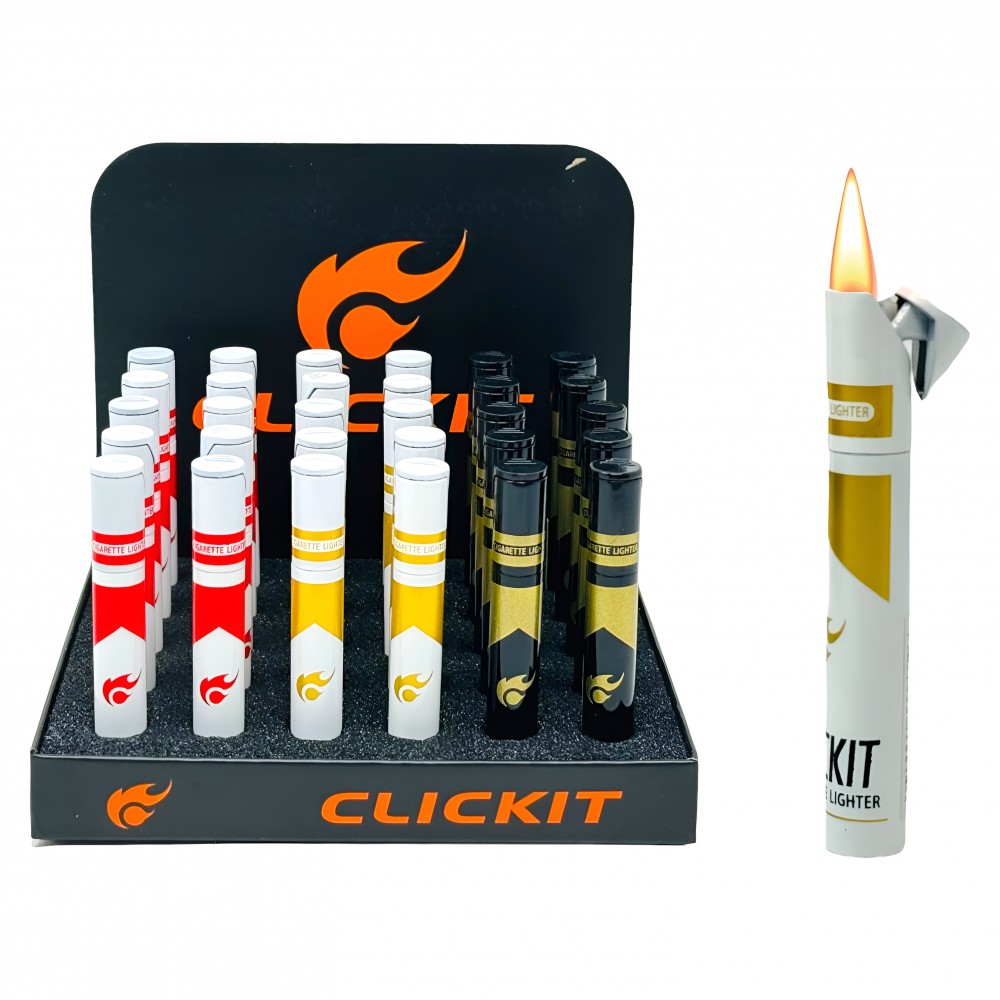 Clickit Cigarette Slide Flame Torch Lighters (30ct Display)