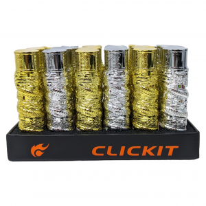 CLICKIT Dragon Single Torch - Silver & Gold Colors - 30ct Display