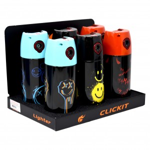 CLICKIT Smiley Face Spraycan Torch Lighters (6CT Display)