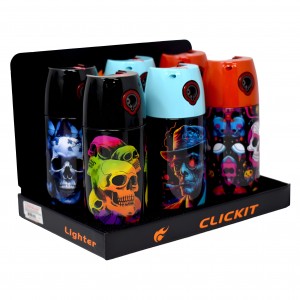 CLICKIT Torch Skull Spraycan Torch Lighters (6CT Display)