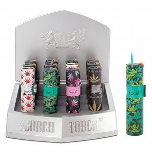 Scorch Torch Flint Lighter Torch - Leaf Designs - 12ct Display [61656-2]