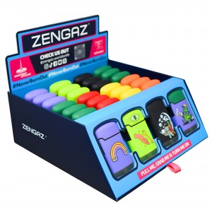 ZENGAZ Windproof Lighter Bullet Display - Assorted Designs (28CT Display)