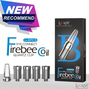 Lookah Firebee 510 Connect Quartz Replacement Coils w/ Glass mouthpiece - Type B Quartz Cup Coil - 4pk