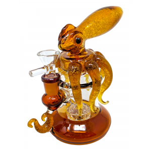 6" On Point Glass Squid Top Showerhead Perc Water Pipe - [ABC76]