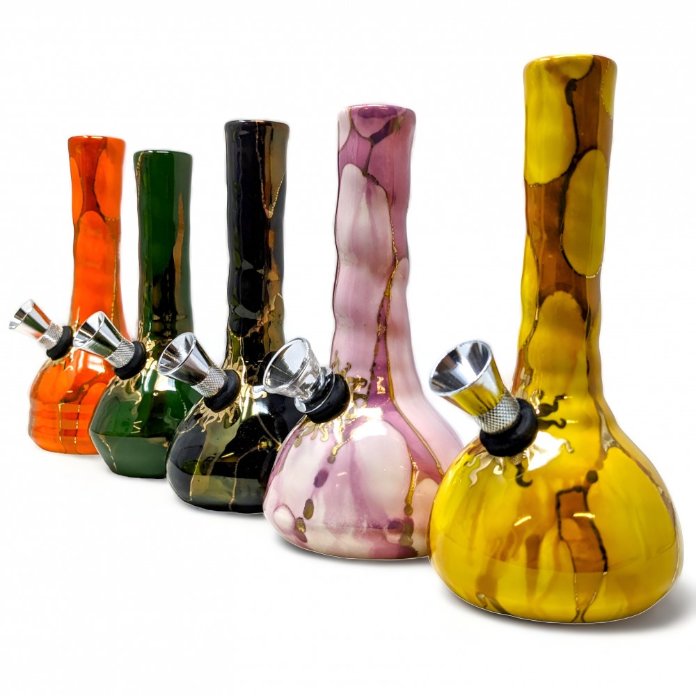 Golden Teardrop Swirl Glass Pipe - Glass PIpes