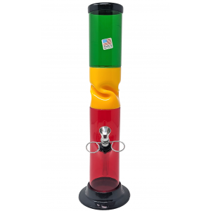 12" Acrylic Rasta Color Metal Pull Bowl Twisted Water Pipe - [AJM08]