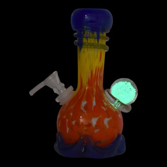 8" Mini Chubs With Hat & Crown Soft Glass Waterpipe [B58198-1G]