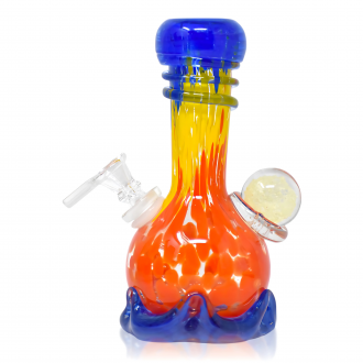 8" Mini Chubs With Hat & Crown Soft Glass Waterpipe [B58198-1G]