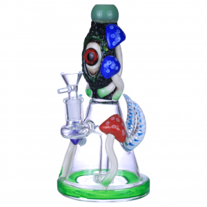 Clover Glass - 9" Mushroom Tuskorama Glow In the Dark Beaker Water Pipe [BK-069]