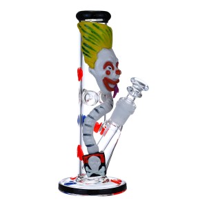 Clover Glass - 9" Crazy Clown's Crush Water Pipe - Glow in the Dark