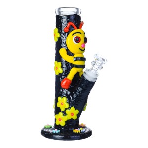 Clover Glass - 9" Buzzed & Blooming Water Pipe - Glow in the Dark