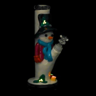 Clover glass - 9" Snowman's Cloudy Companion Water Pipe - Glow in the Dark