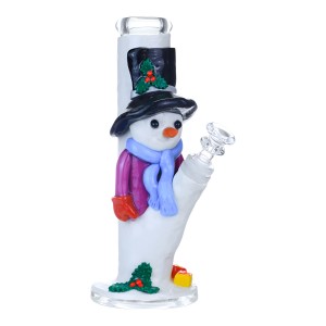 Clover glass - 9" Snowman's Cloudy Companion Water Pipe - Glow in the Dark