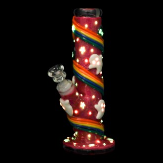 Clover Glass - 9"  Spooky Rainbow Dreams Water Pipe - Glow in the Dark