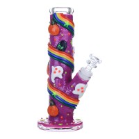 Clover Glass - 9"  Spooky Rainbow Dreams Water Pipe - Glow in the Dark