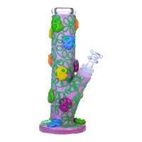 Clover Glass - 9" Deadly Hits Graffitti Emoji Water Pipe - Glow in the Dark