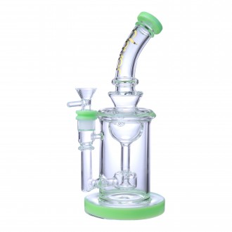 Clover Glass - 10" Bent Neck Cylindrical Showerhead Perc Water Pipe