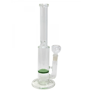 14.5" Colored Honeycomb Perc Ice Catch Straight Water Pipe [CJ02]