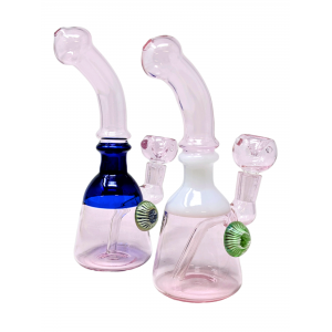 7.5" Dual Color Accent 2-Rim Bent Neck Water Pipe [CJ04]