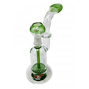 7" Wig Wag Honeycomb Perc Color Accent Water Pipe - [CJ17]