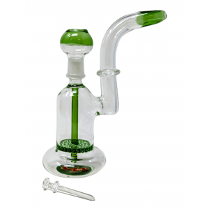 7" Wig Wag Honeycomb Perc Color Accent Water Pipe - [CJ17]