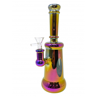 10" Electro Plated Showerhead Perc Window Straight Water Pipe Rig (Purple) - [GW-003] 